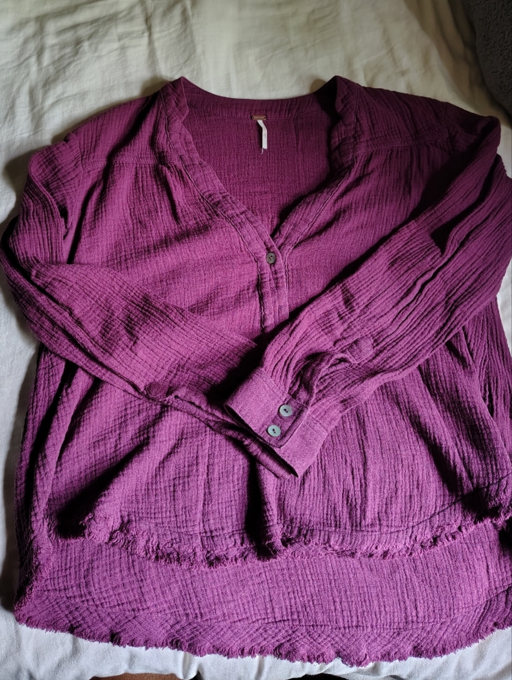 Free People Gauze Button-Front Blouse